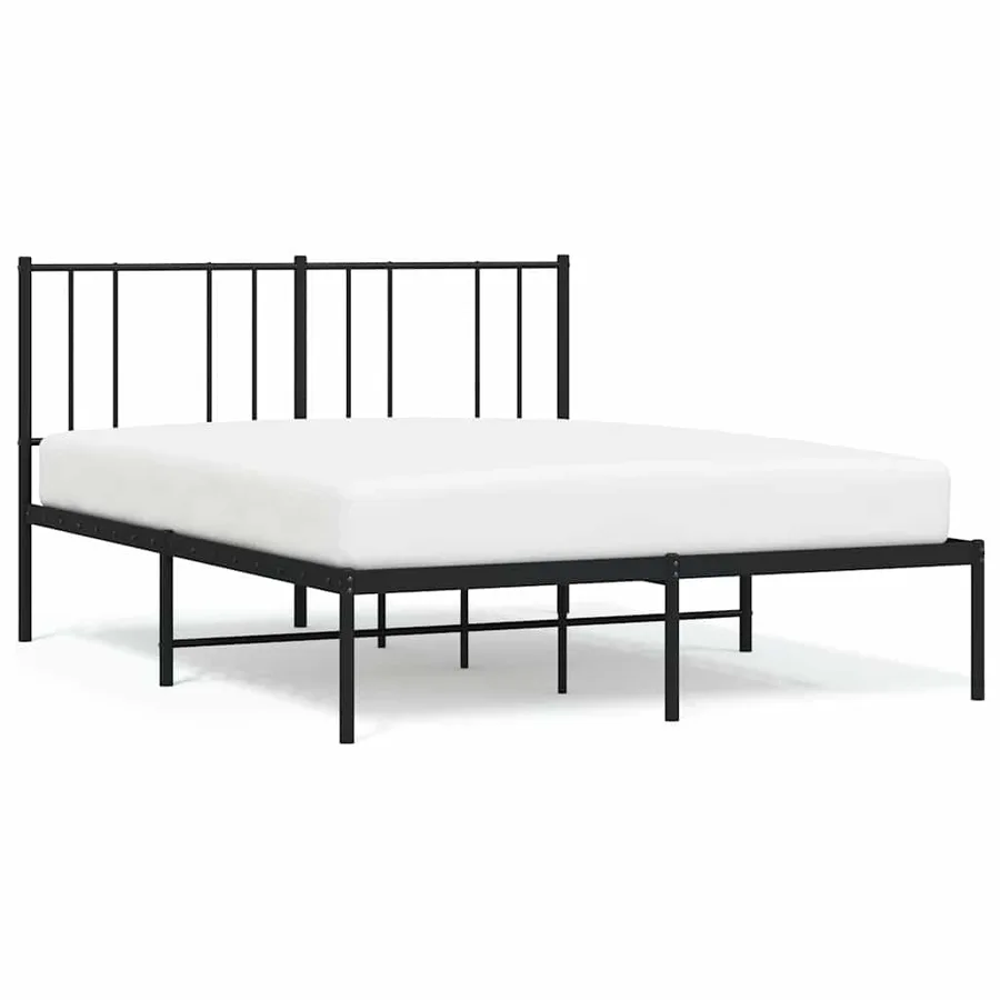Cadre de lit métal sans matelas avec tête de lit noir 150x200cm - 2