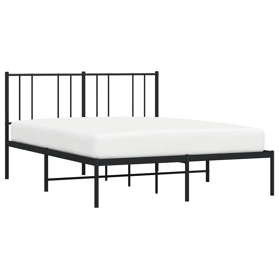 Cadre de lit métal sans matelas avec tête de lit noir 150x200cm - 5