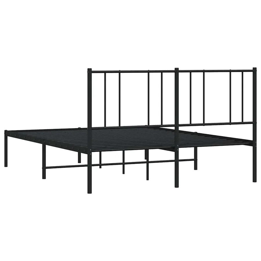 Cadre de lit métal sans matelas avec tête de lit noir 150x200cm - 8