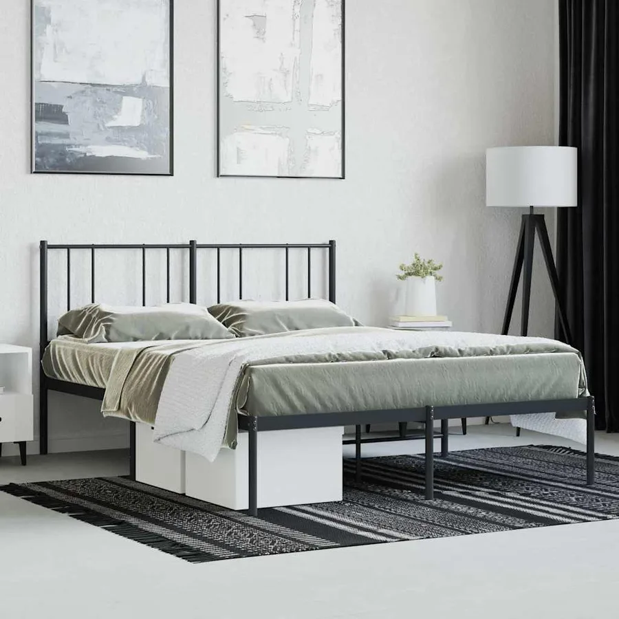 Cadre de lit métal sans matelas avec tête de lit noir 120x190cm - 4
