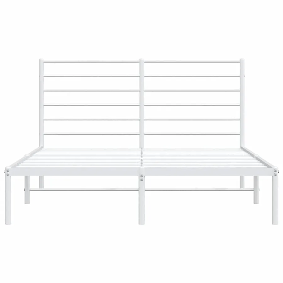 Cadre de lit métal sans matelas et tête de lit blanc 135x190 cm - 6
