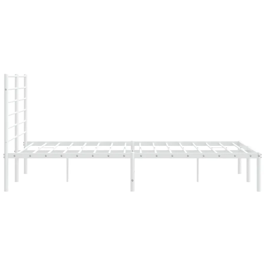Cadre de lit métal sans matelas et tête de lit blanc 135x190 cm - 7
