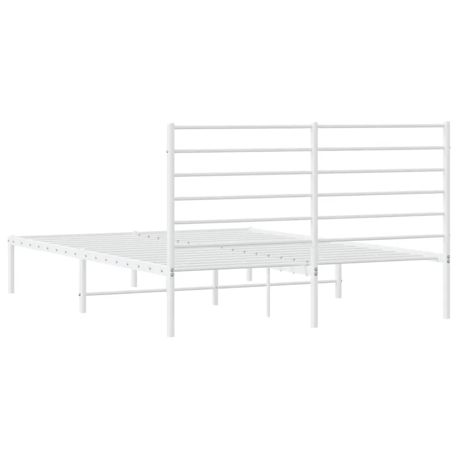 Cadre de lit métal sans matelas et tête de lit blanc 135x190 cm - 8