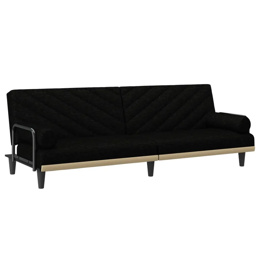 Canapé-lit avec accoudoirs noir tissu - 2