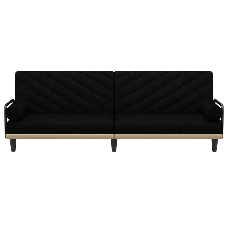 Canapé-lit avec accoudoirs noir tissu - 4