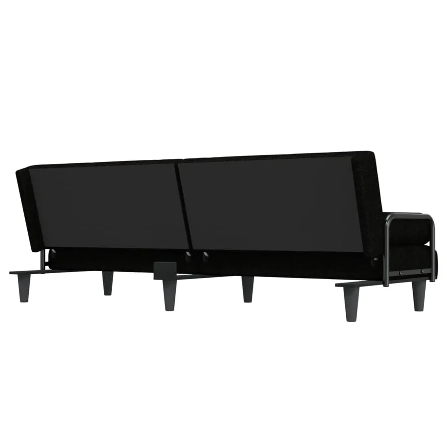 Canapé-lit avec accoudoirs noir tissu - 6
