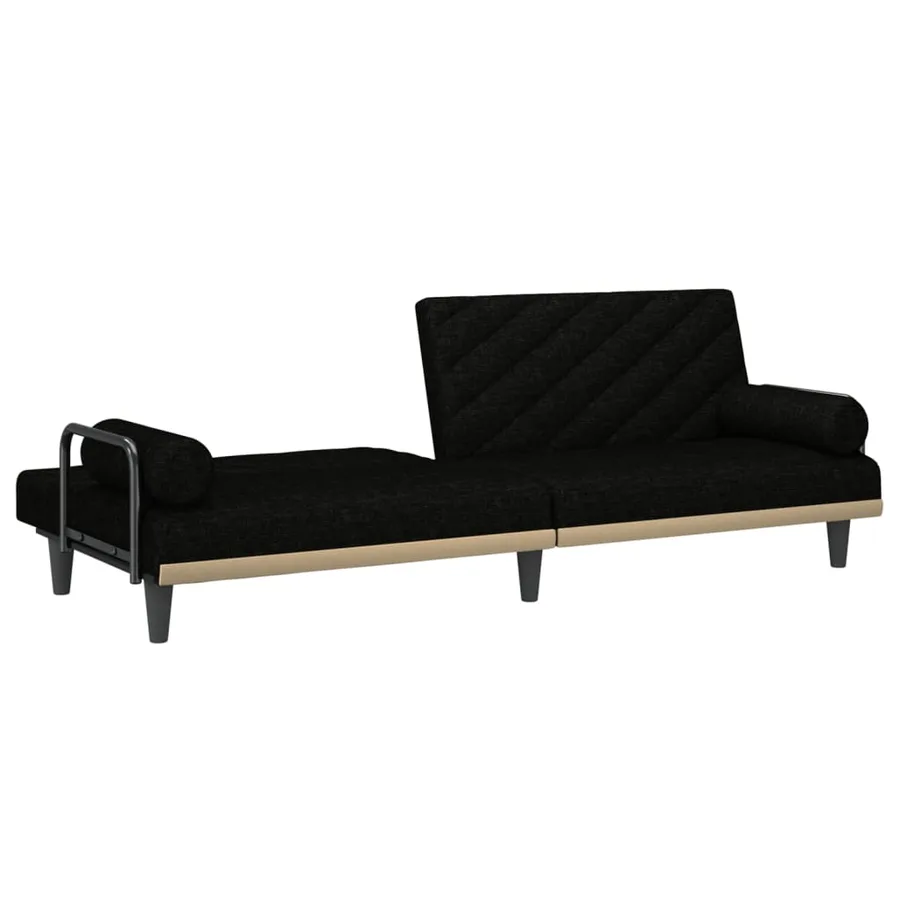 Canapé-lit avec accoudoirs noir tissu - 7