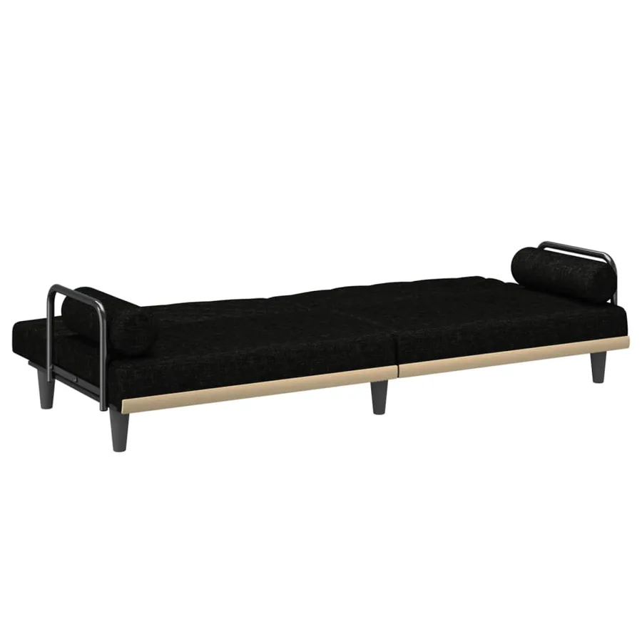 Canapé-lit avec accoudoirs noir tissu - 8