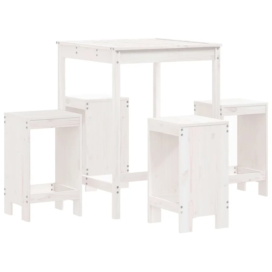 Ensemble de bar de jardin 5 pcs blanc bois massif de pin - 2