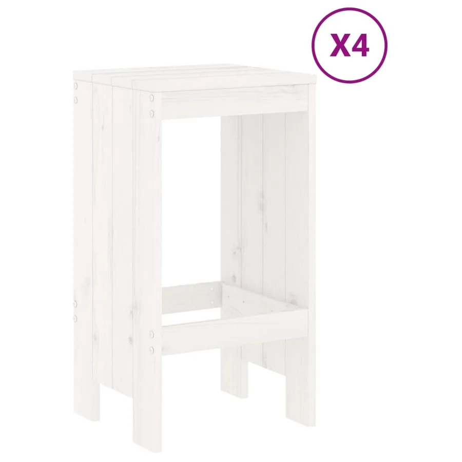 Ensemble de bar de jardin 5 pcs blanc bois massif de pin - 3