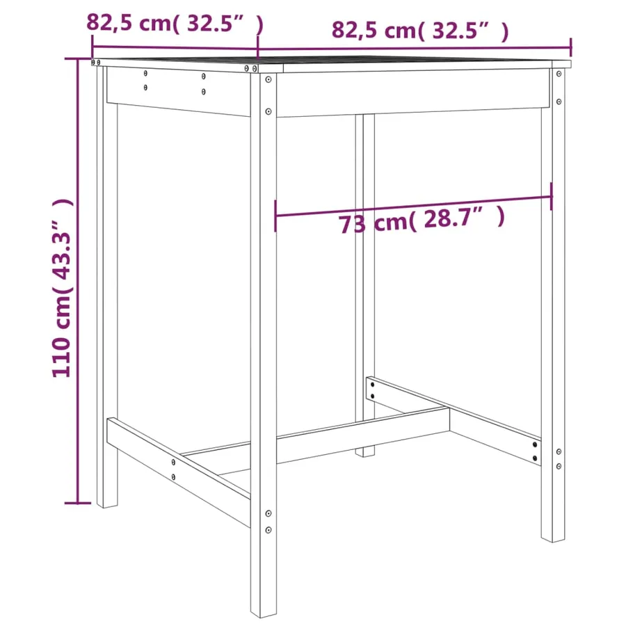 Ensemble de bar de jardin 5 pcs blanc bois massif de pin - 9