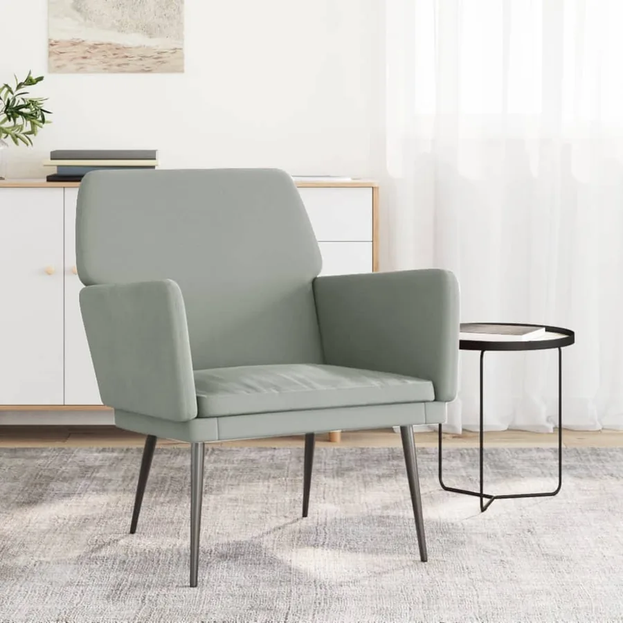 Fauteuil Gris clair 62x79x79 cm Velours