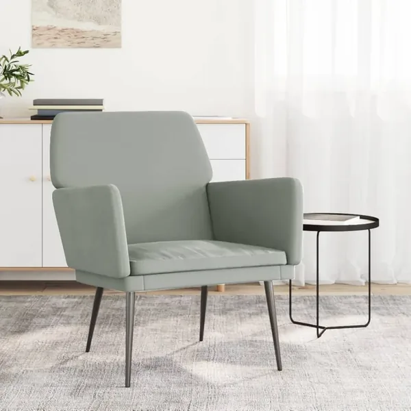 Fauteuil Gris clair 62x79x79 cm Velours
