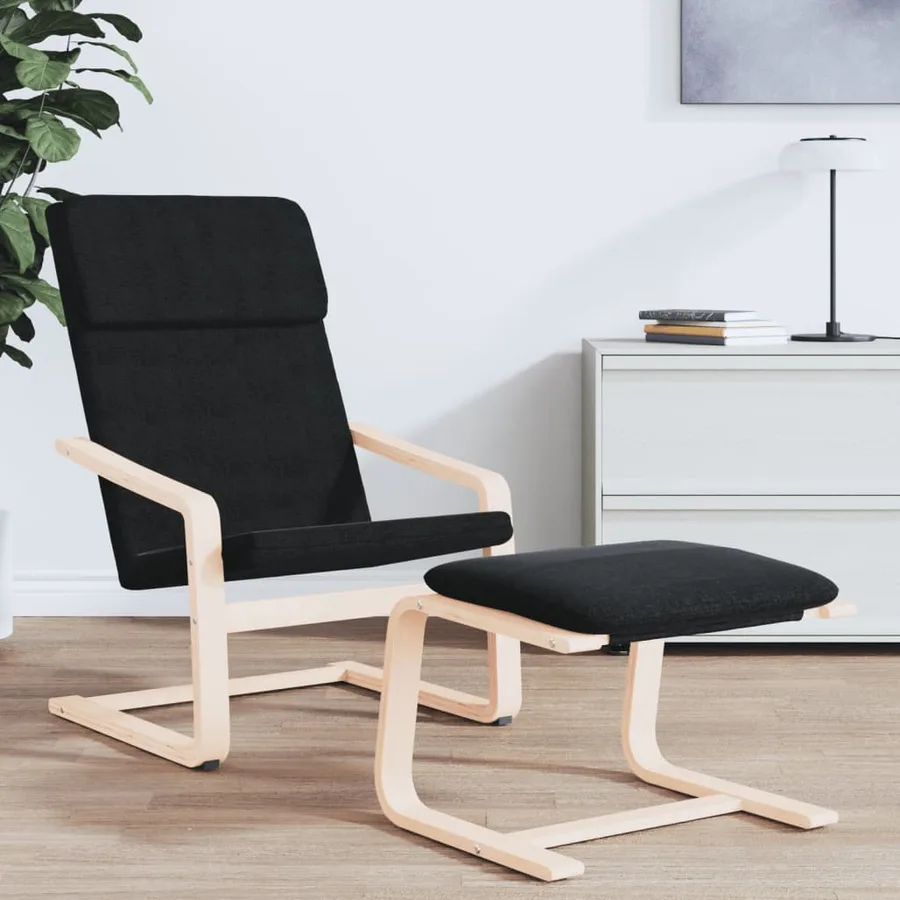 Chaise de relaxation Noir Tissu - 3
