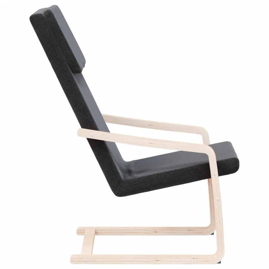 Chaise de relaxation Noir Tissu - 5