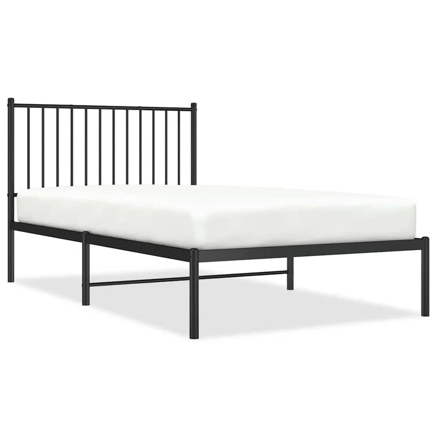 Cadre de lit métal sans matelas avec tête de lit noir 100x190cm - 2