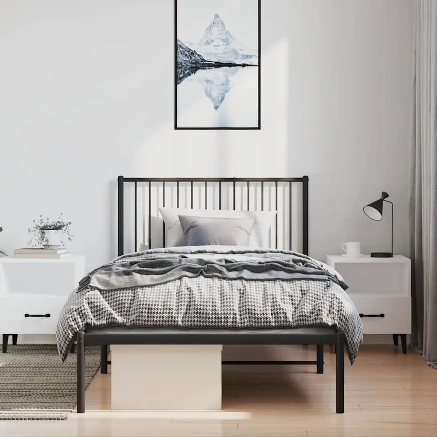Cadre de lit métal sans matelas avec tête de lit noir 100x190cm - 3