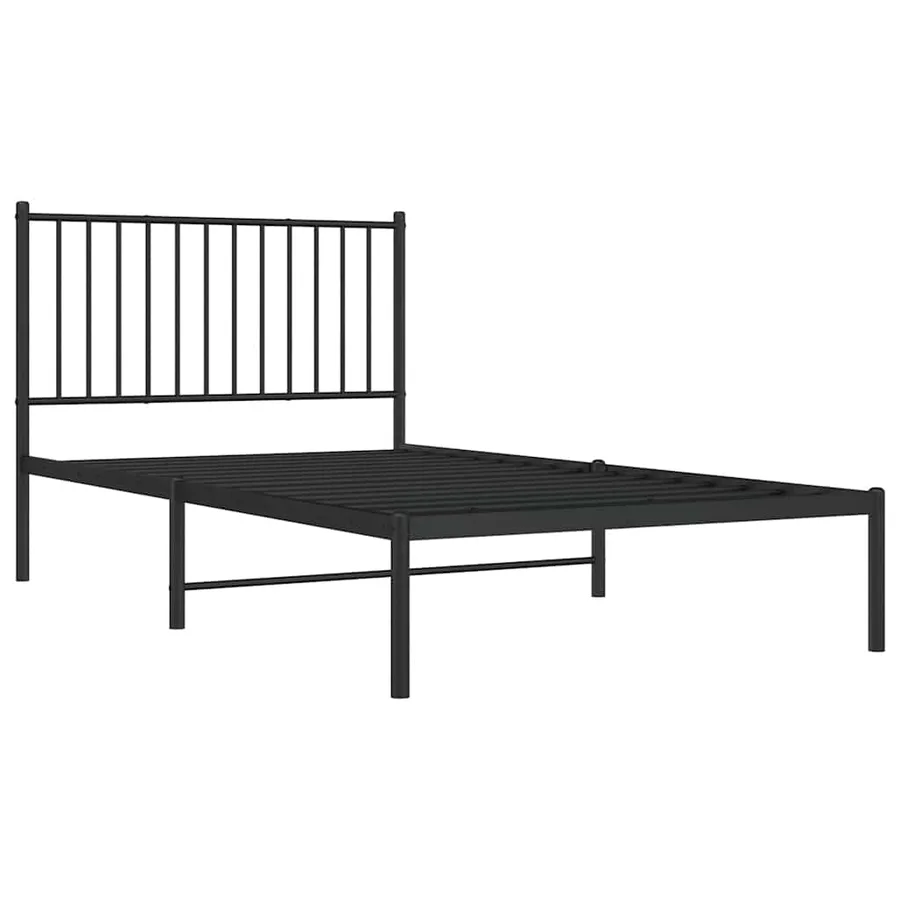 Cadre de lit métal sans matelas avec tête de lit noir 100x190cm - 4