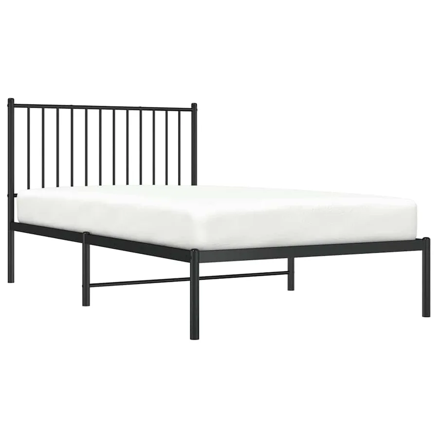 Cadre de lit métal sans matelas avec tête de lit noir 100x190cm - 5