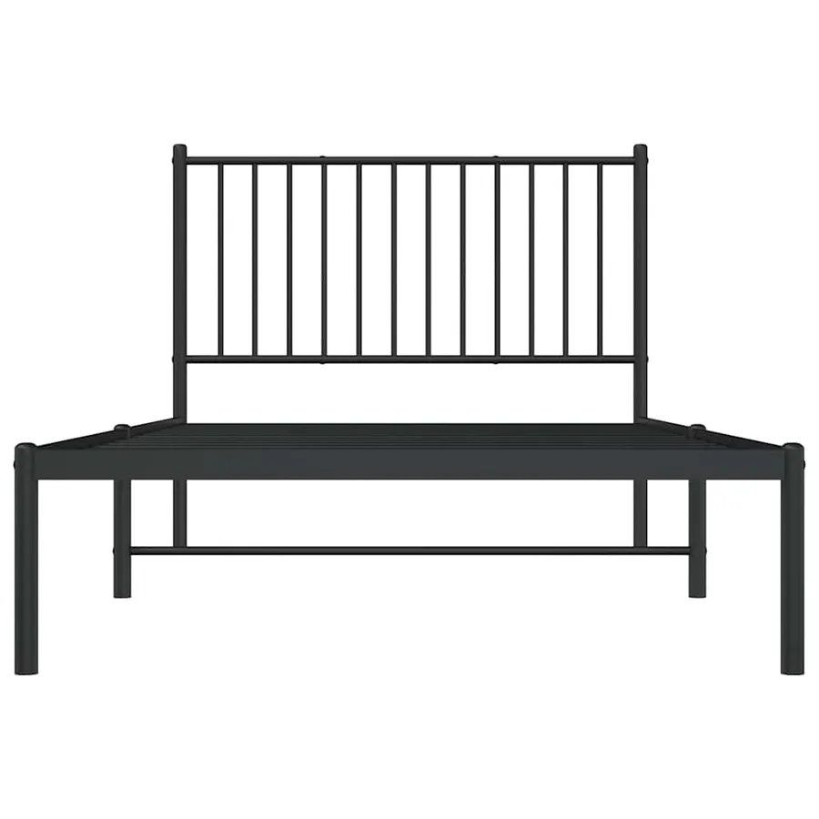 Cadre de lit métal sans matelas avec tête de lit noir 100x190cm - 6