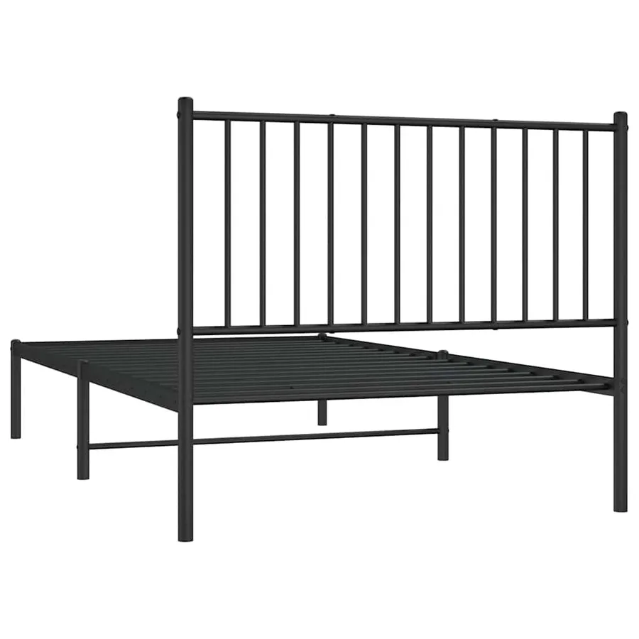 Cadre de lit métal sans matelas avec tête de lit noir 100x190cm - 8