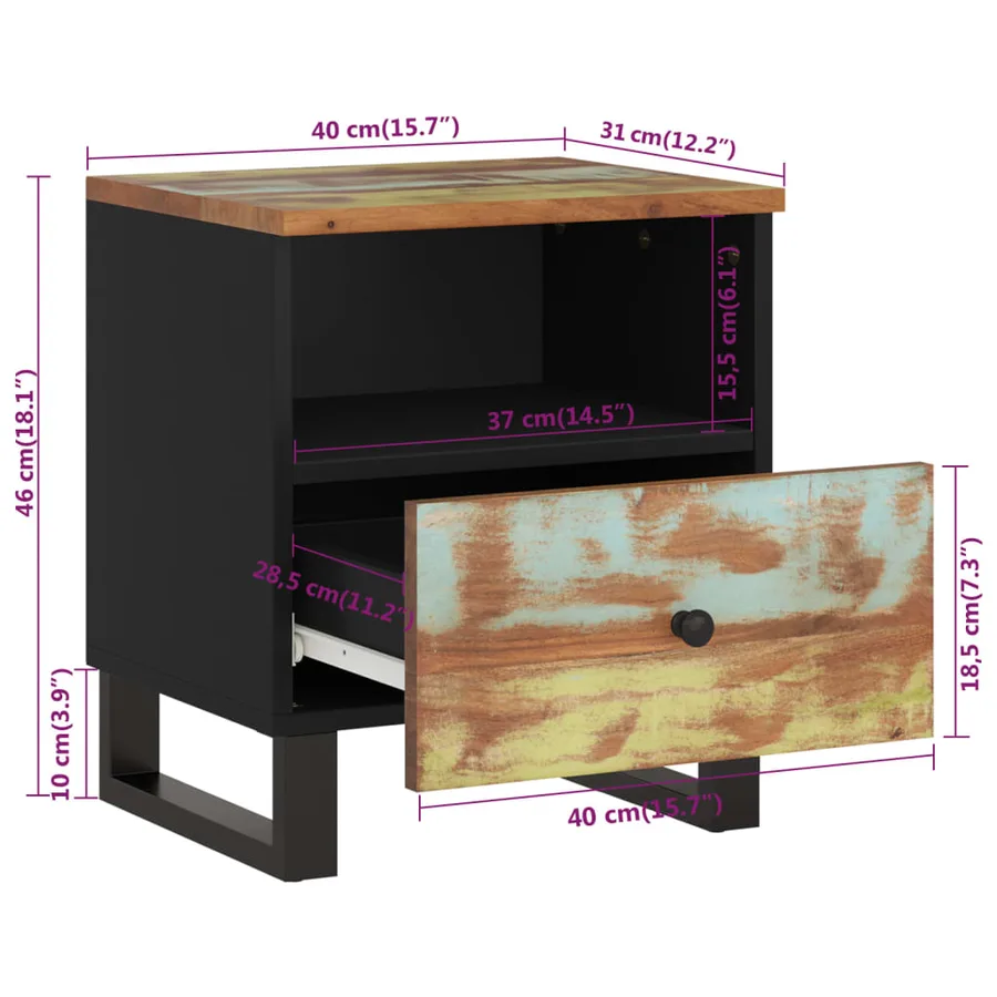 Table de chevet Bois de récupération et d'ingénierie - 9