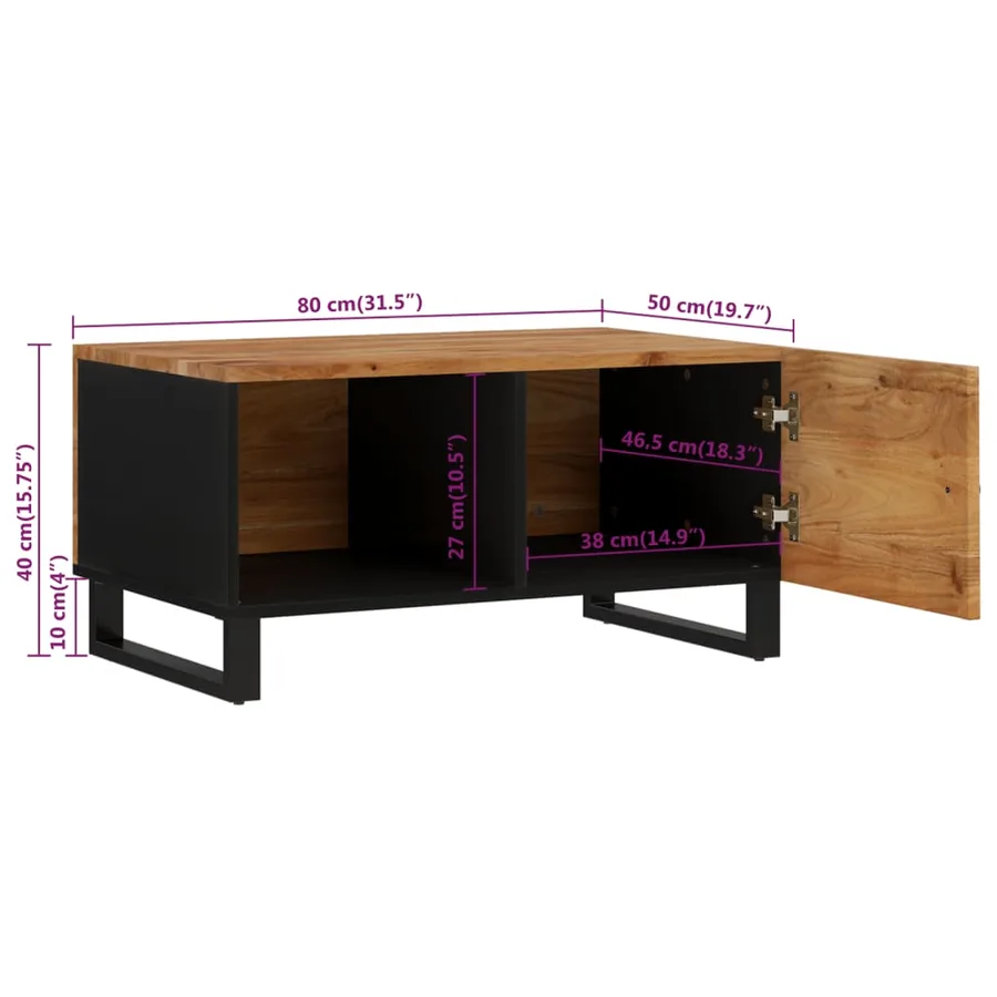 Table basse 80x50x40 cm Bois d'acacia solide et d'ingénierie - 10