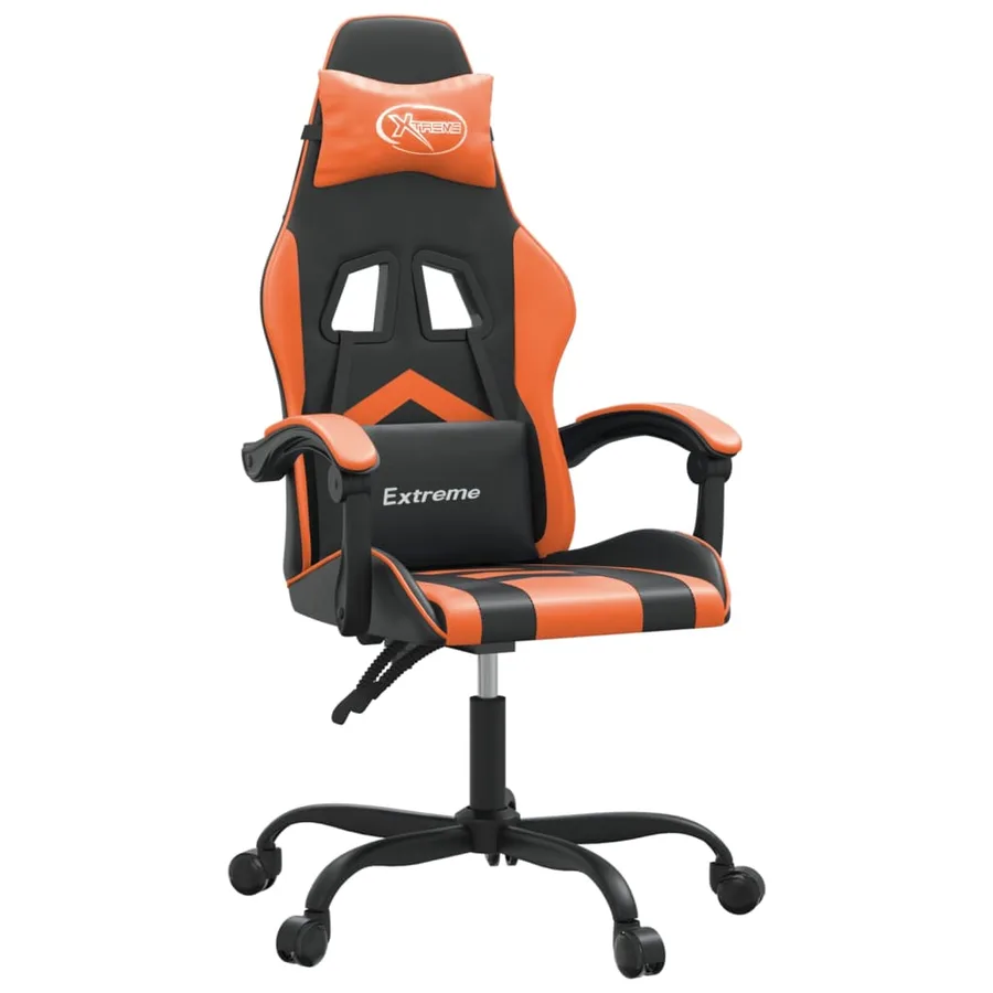 Chaise de jeu pivotante Noir et orange Similicuir - 2