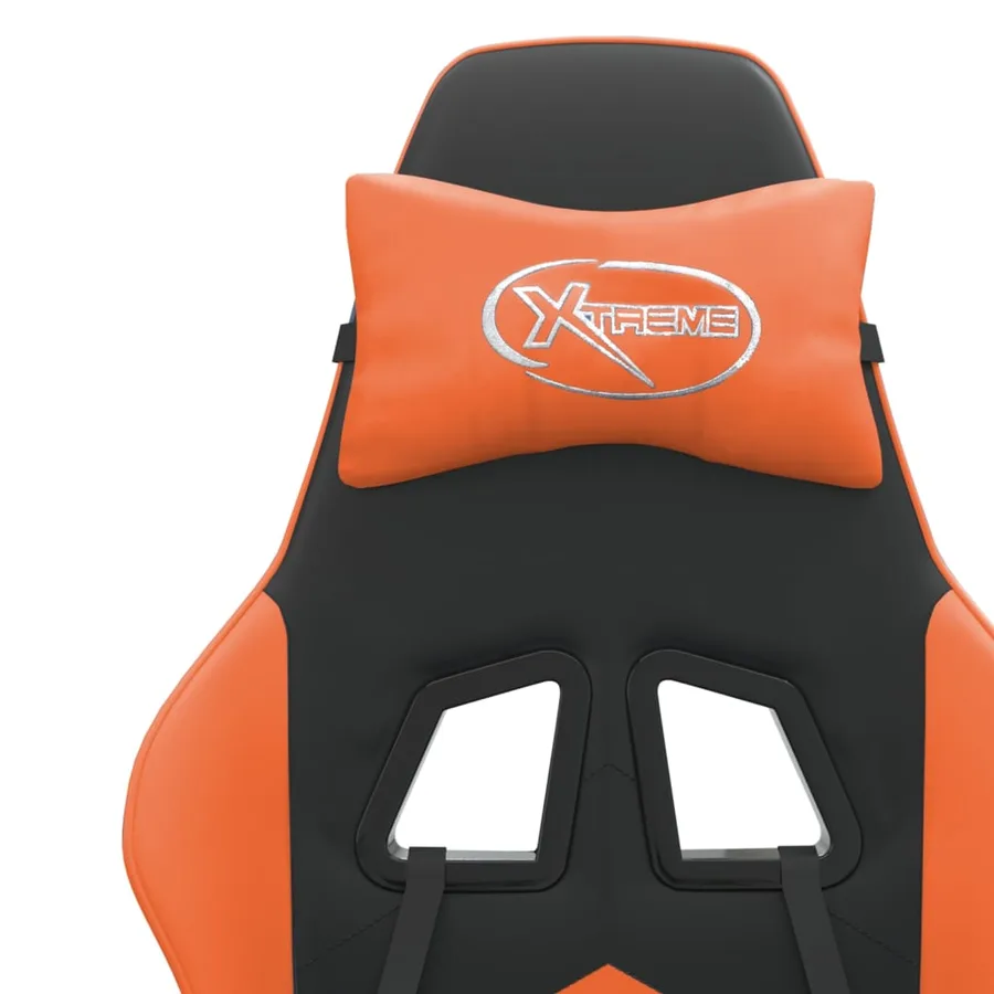 Chaise de jeu pivotante Noir et orange Similicuir - 9