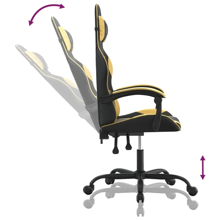 Chaise de jeu pivotante Noir et doré Similicuir - 10