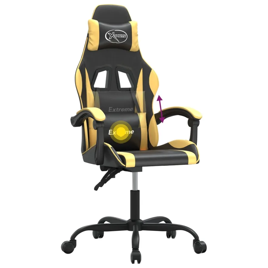 Chaise de jeu pivotante Noir et doré Similicuir - 11