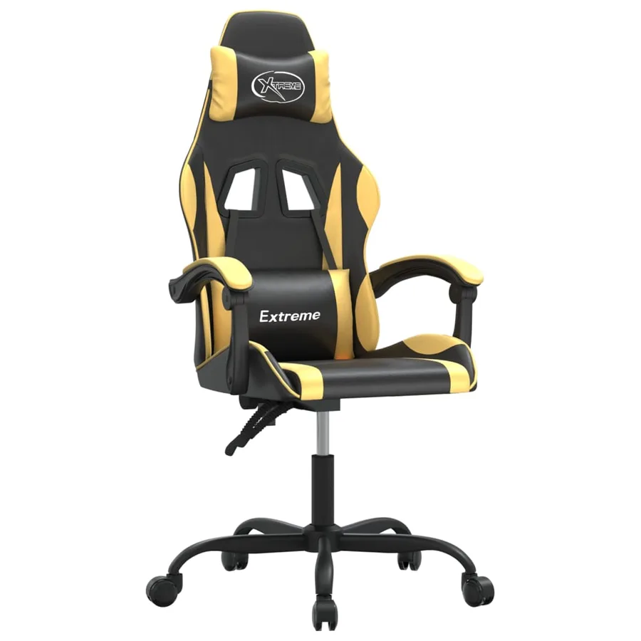 Chaise de jeu pivotante Noir et doré Similicuir - 2