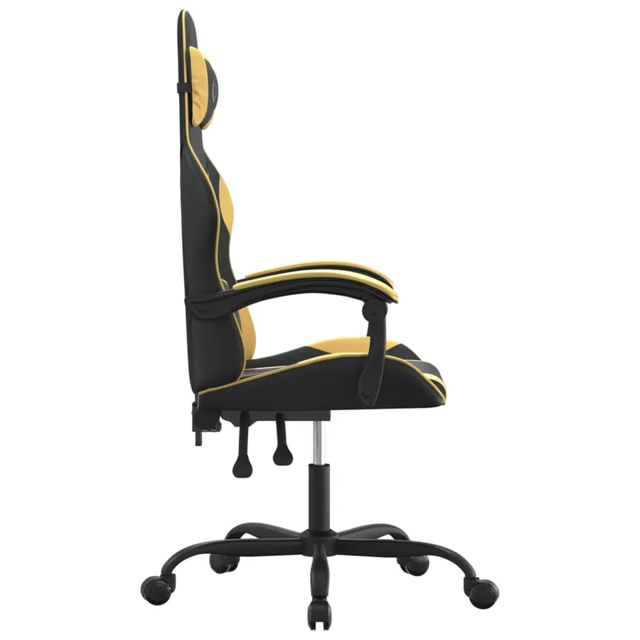 Chaise de jeu pivotante Noir et doré Similicuir - 4