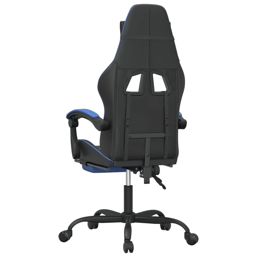 Chaise de jeu pivotante et repose-pied Noir et bleu Similicuir - 5