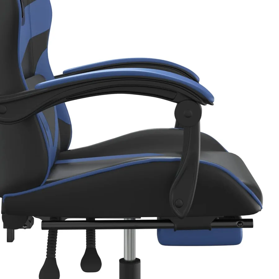 Chaise de jeu pivotante et repose-pied Noir et bleu Similicuir - 8