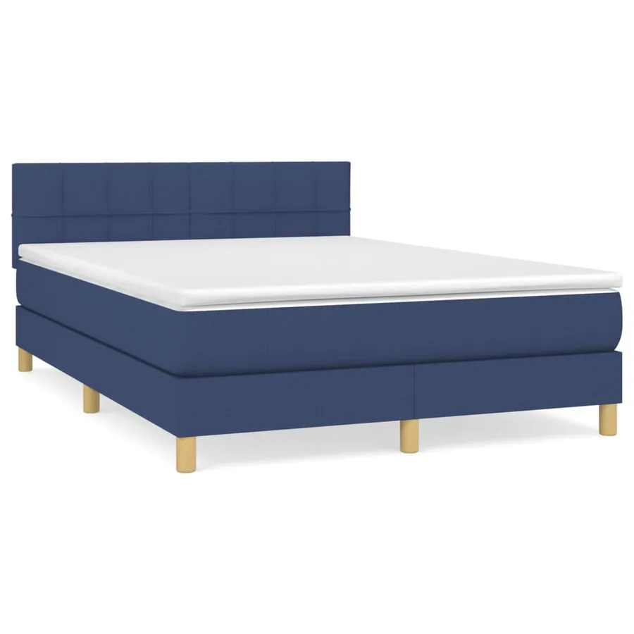 Sommier à lattes de lit avec matelas Bleu 140x190 cm Tissu - 2