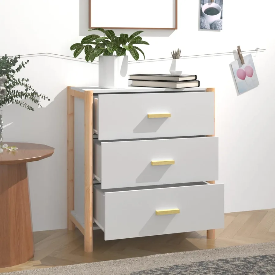 Buffet Blanc 62x38x70 cm Bois d'ingénierie - 3