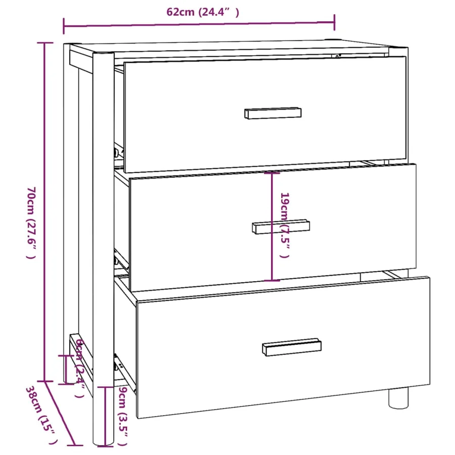 Buffet Blanc 62x38x70 cm Bois d'ingénierie - 8