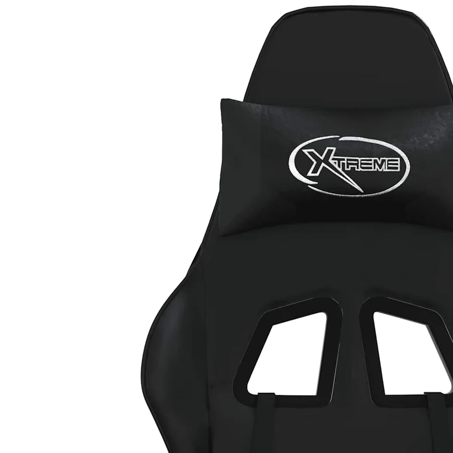 Chaise de jeu de massage avec repose-pied Noir Similicuir - 12