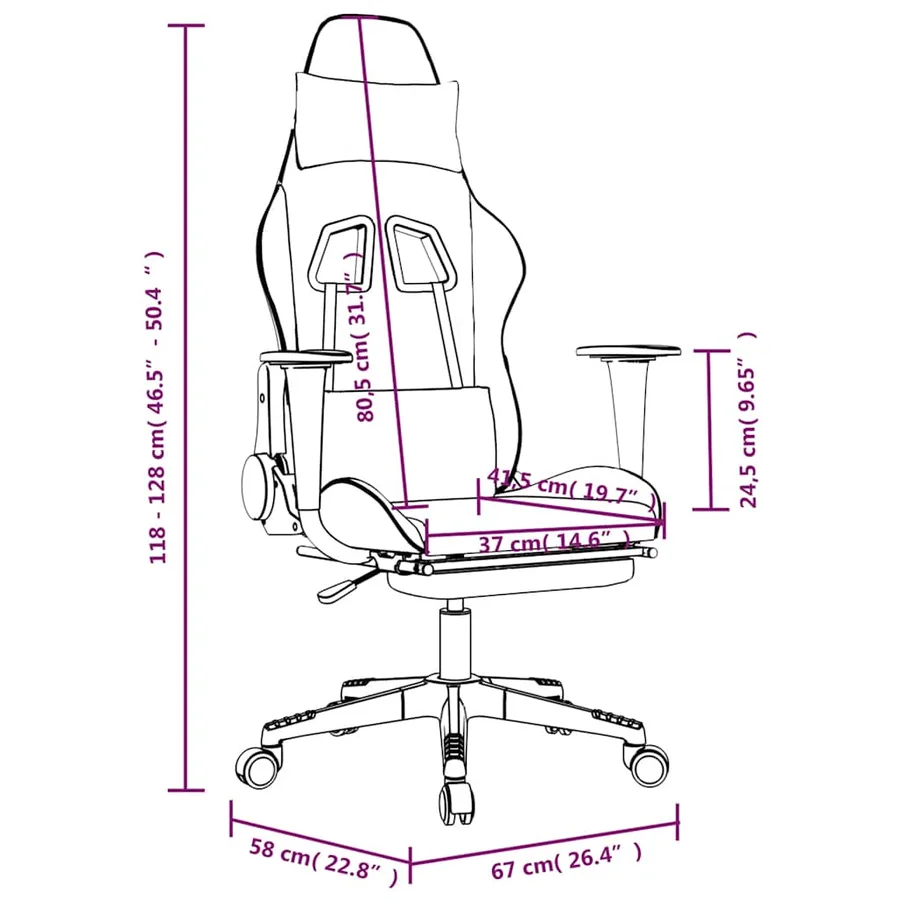 Chaise de jeu de massage avec repose-pied Noir Similicuir - 14
