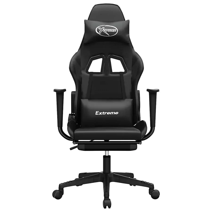 Chaise de jeu de massage avec repose-pied Noir Similicuir - 4