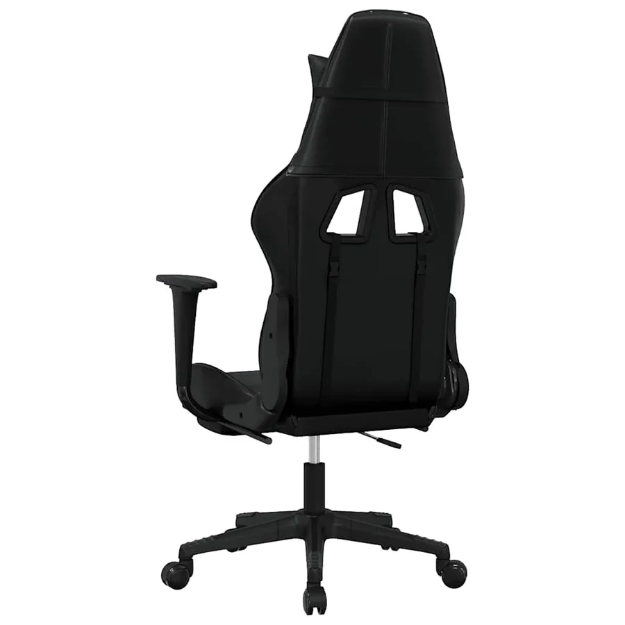 Chaise de jeu de massage avec repose-pied Noir Similicuir - 6