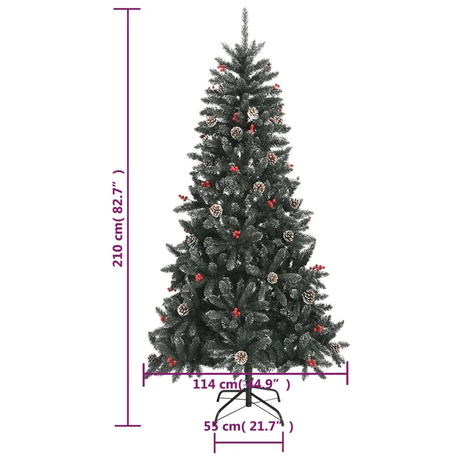 Sapin de Noël artificiel avec support Vert 210 cm PVC - 9