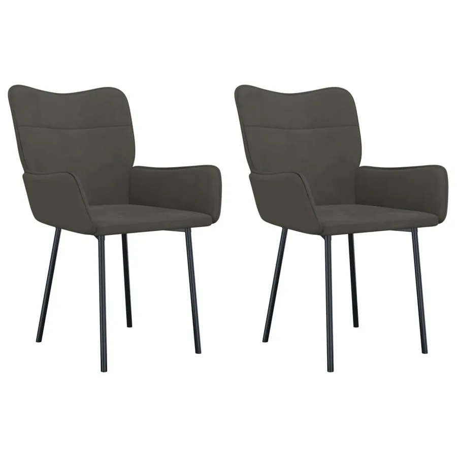 Chaises à manger lot de 2 Gris foncé Velours - 2