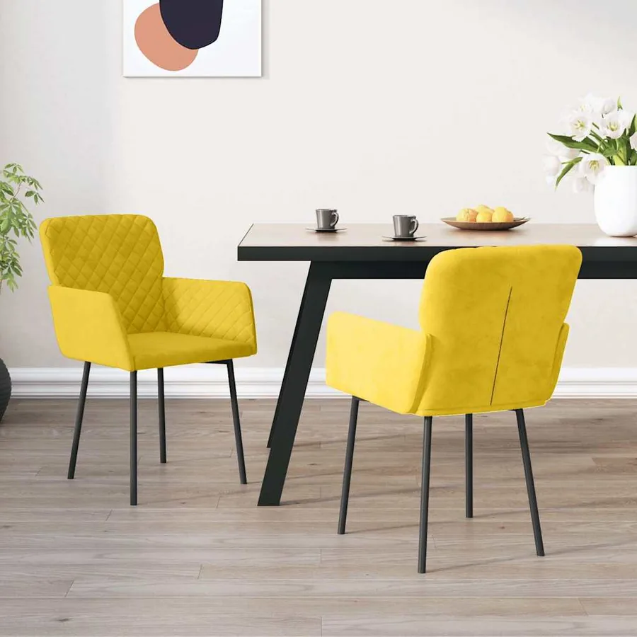 Chaises à manger lot de 2 Jaune Velours