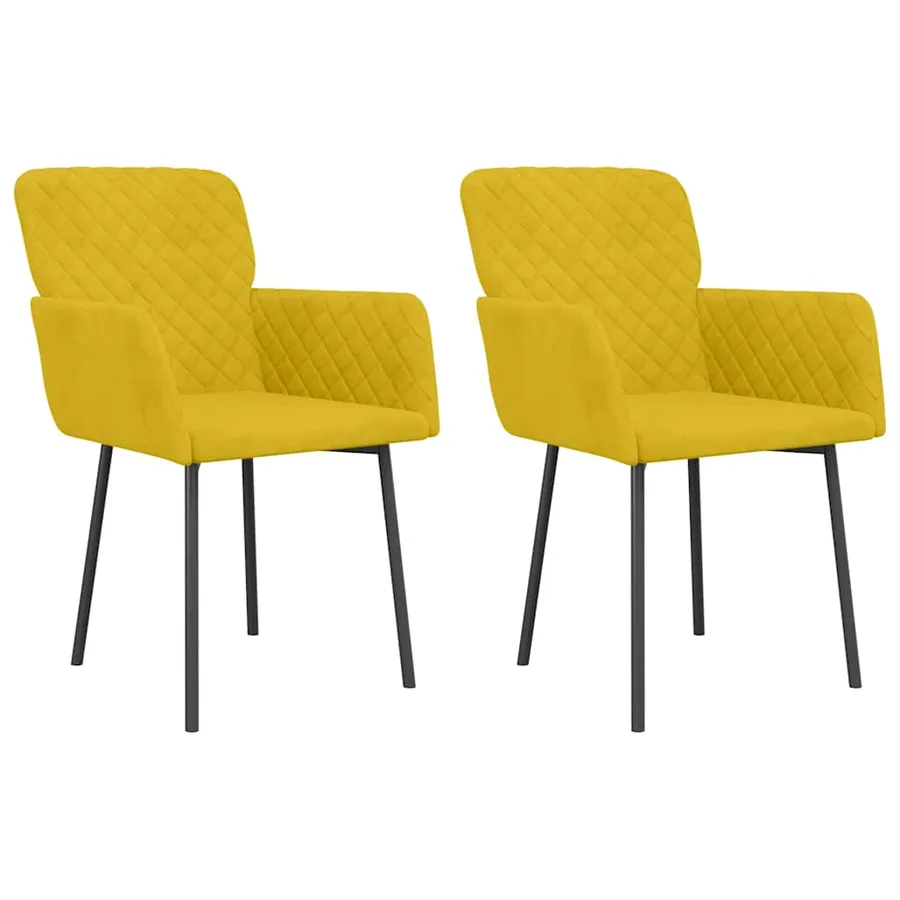 Chaises à manger lot de 2 Jaune Velours - 2