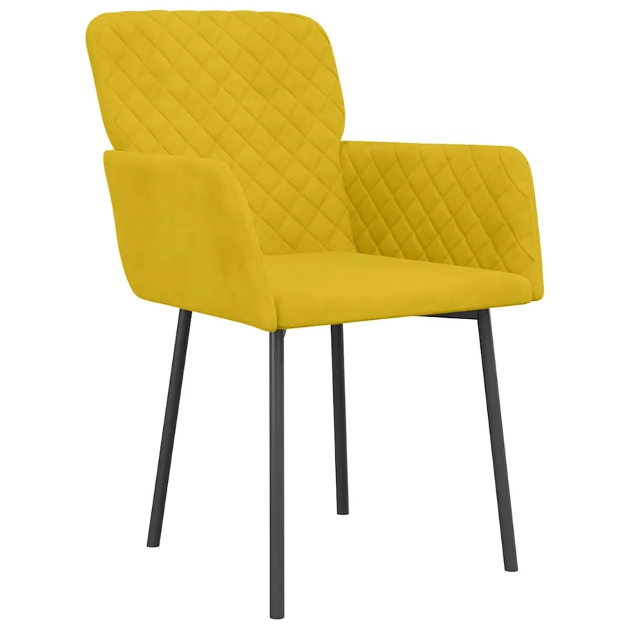 Chaises à manger lot de 2 Jaune Velours - 3