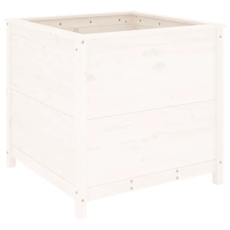 Jardinière blanc 82,5x82,5x78 cm bois massif de pin - 2