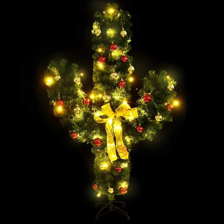 Cactus de Noël avec support et LED Vert 150 cm PVC - 3
