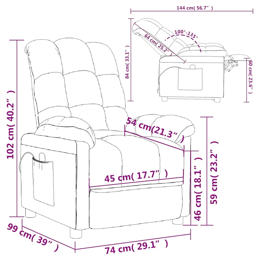 Fauteuil de massage Marron foncé Tissu - 11